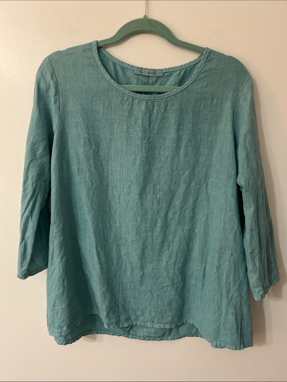 Cut Loose Linen Scoop-Neck Tunic Seafoam Green Women's Small Lagnelook Relaxed